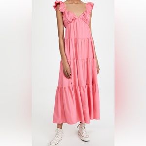 ENGLISH FACTORY Pink Ruffle Sleeve Maxi Dress, Size small